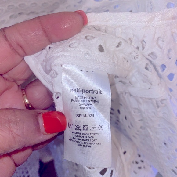 Self-Portrait White  Bea Guipure  Embroidery Lace Midi Dress - Picture 7 of 11